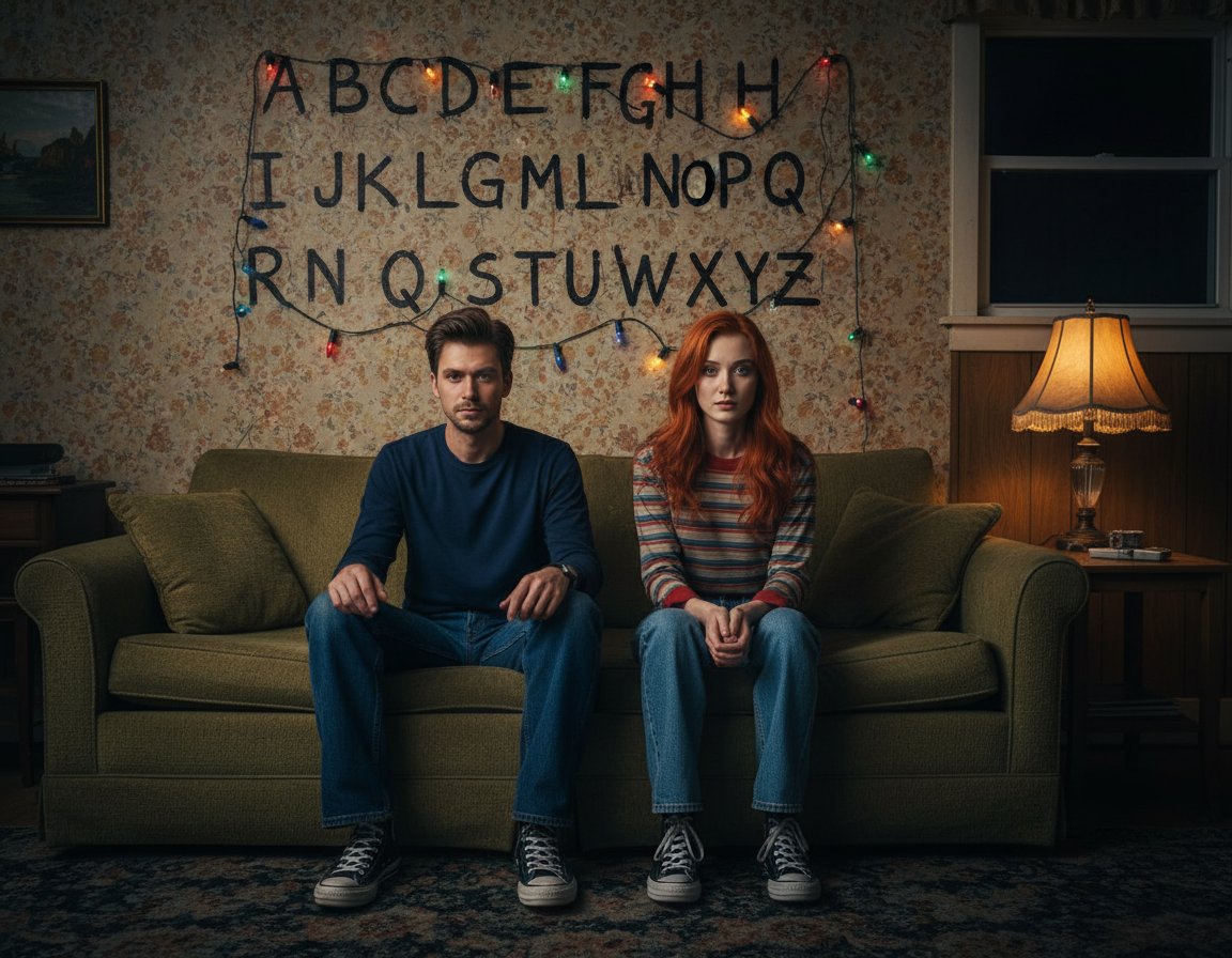 AI-портрет в стиле «Очень странные дела 1 (гирлянды)»