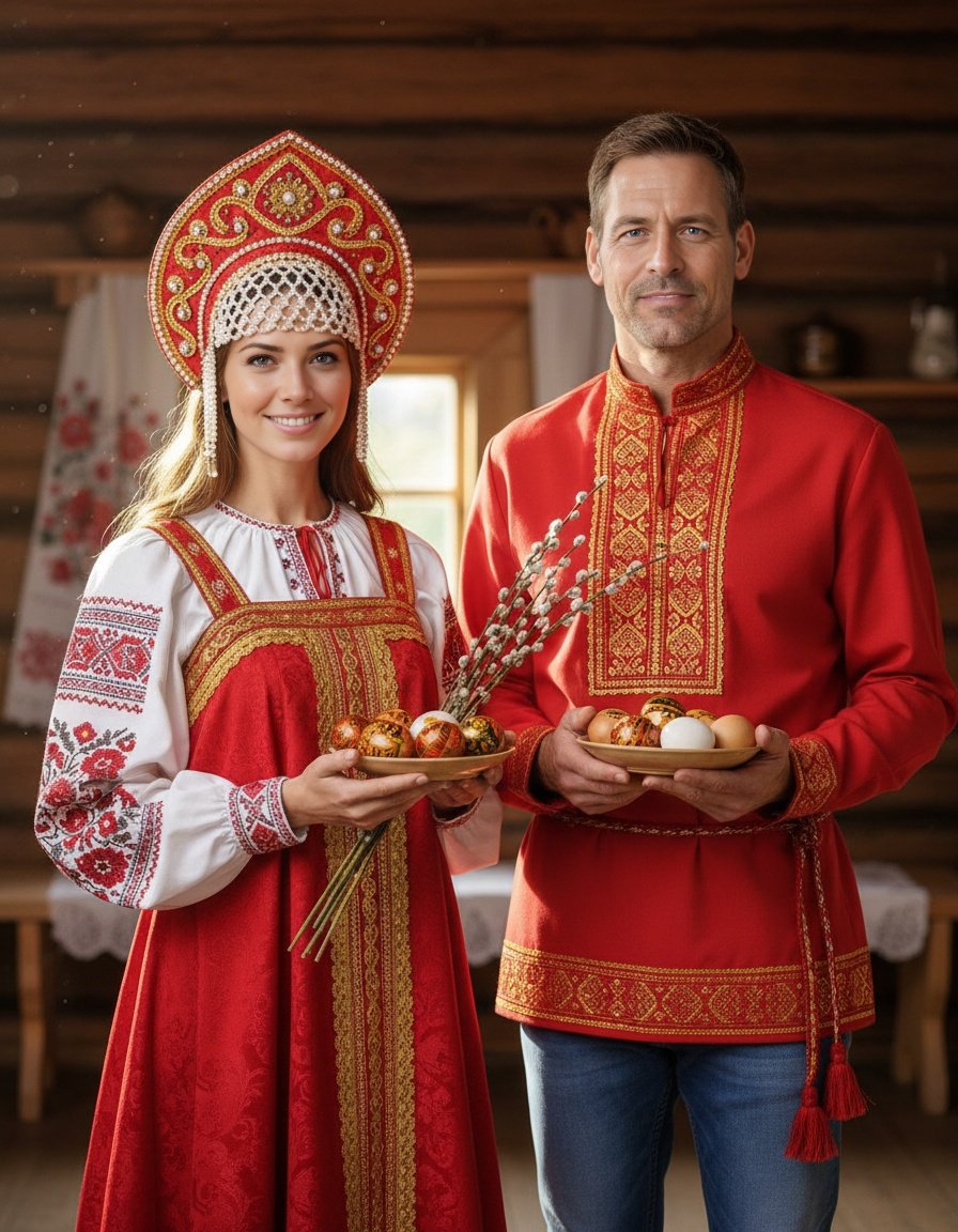 AI-портрет в стиле «Русская Пасха»